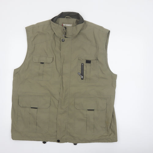Outburst Men's Green XL Bodywarmer Waistcoat Outdoor Utility Vest