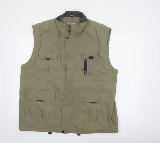 Outburst Men's Green XL Bodywarmer Waistcoat Outdoor Utility Vest