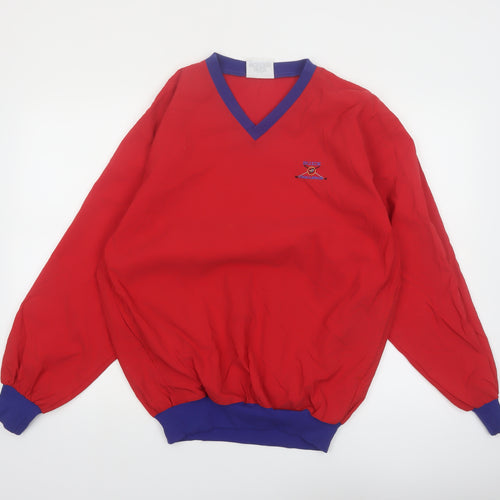 Starbus Weather Screen Men’s Red V-Neck Pullover Sweatshirt S Vintage