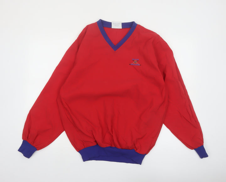 Starbus Weather Screen Men’s Red V-Neck Pullover Sweatshirt S Vintage