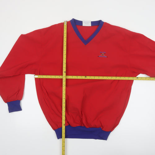 Starbus Weather Screen Men’s Red V-Neck Pullover Sweatshirt S Vintage