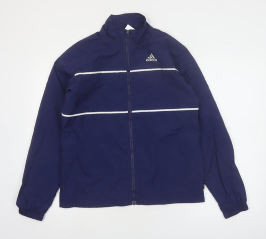 Adidas Men's Blue Small Windbreaker Jacket Lightweight Zip Sportswear