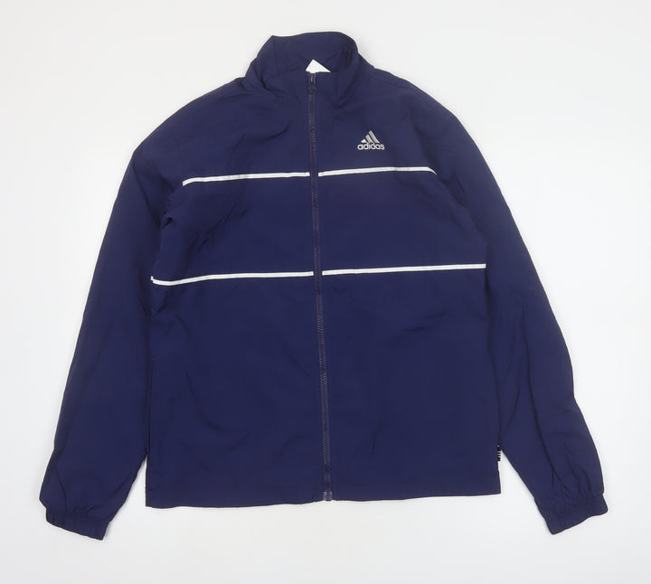 Adidas Men's Blue Small Windbreaker Jacket Lightweight Zip Sportswear