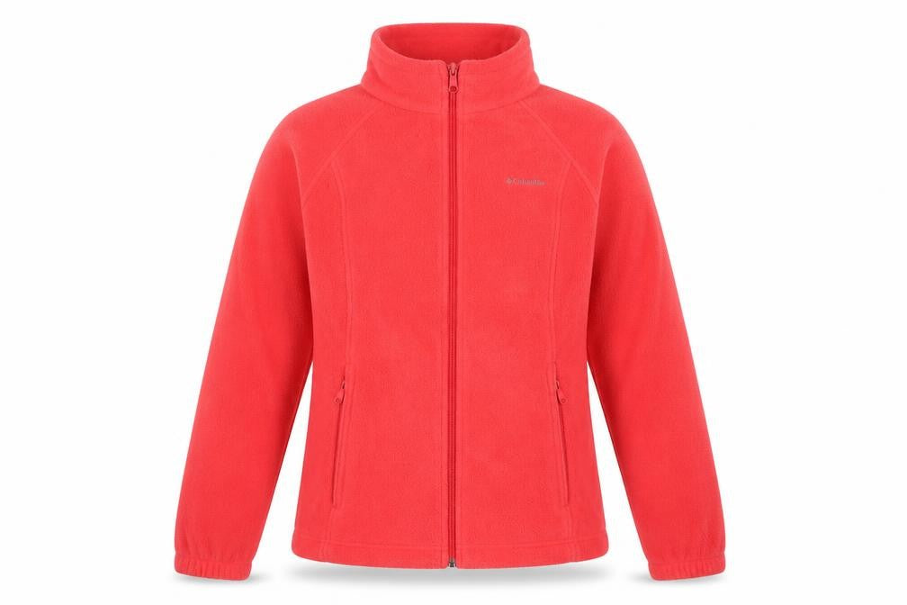 Front view of Columbia Women's Pink Fleece Full Zip Jacket, size M
