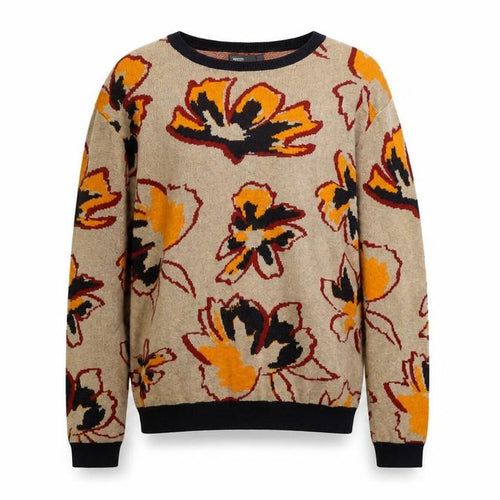 ASOS Women’s Beige Floral Cotton Jumper Size L Crew Neck Knit