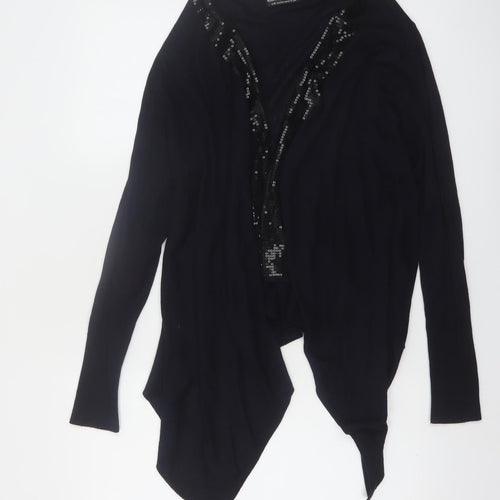 Marks and Spencer Women Black Sequin Trim Cardigan Size 14