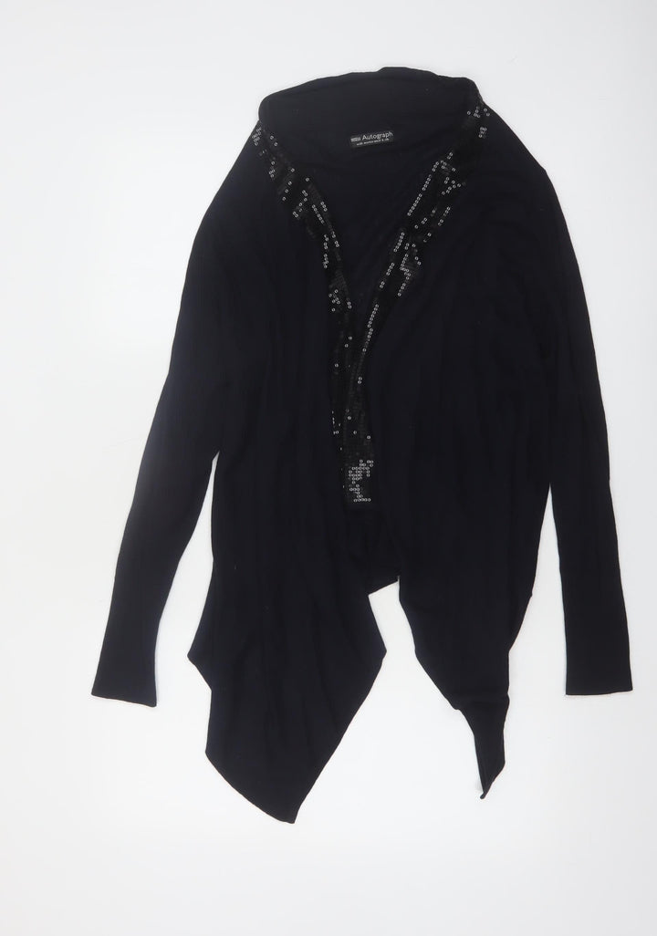 Marks and Spencer Women Black Sequin Trim Cardigan Size 14