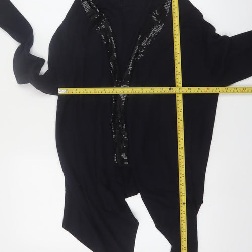 Marks and Spencer Women Black Sequin Trim Cardigan Size 14