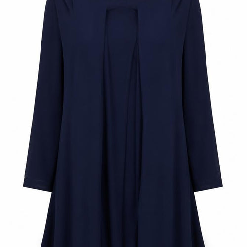 Intown Women's Blue Knee Length Shift Dress S Long Sleeve