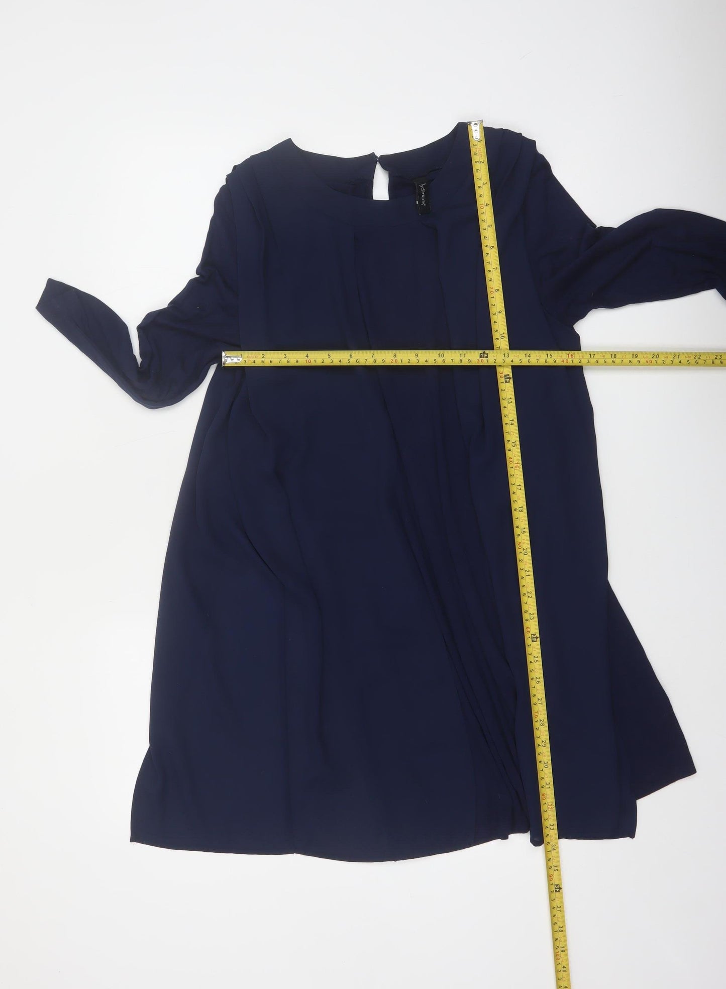 Intown Women's Blue Knee Length Shift Dress S Long Sleeve