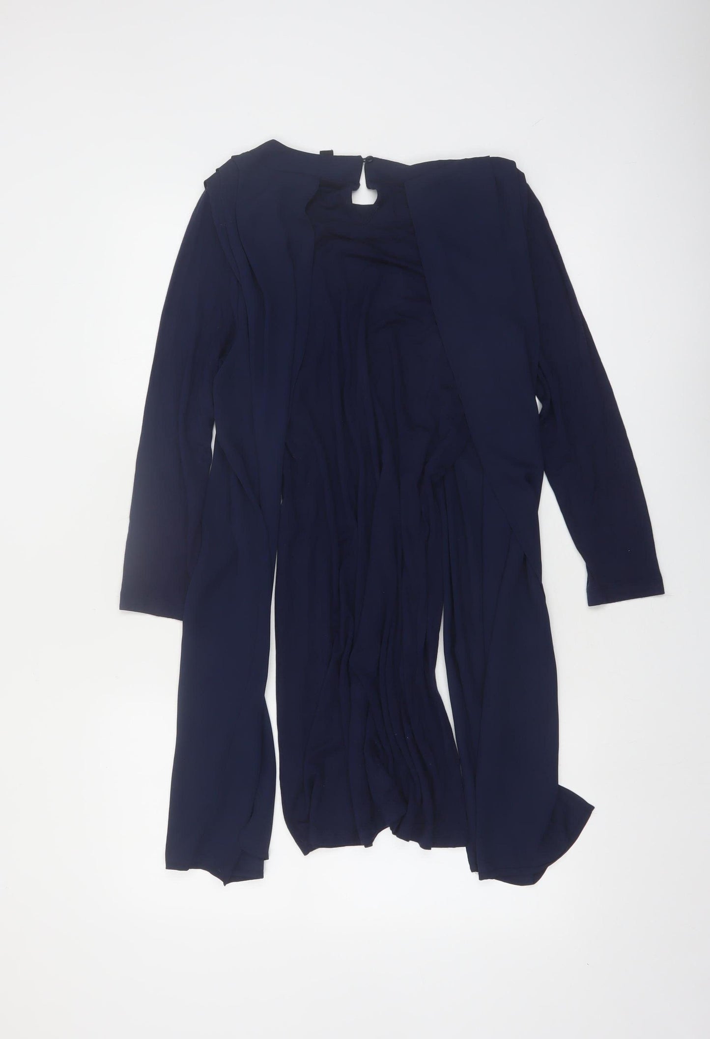 Intown Women's Blue Knee Length Shift Dress S Long Sleeve