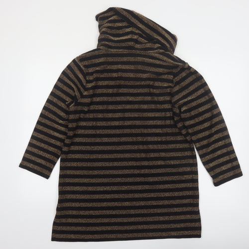 Chaus Womens Black Gold Striped Cowl Neck Pullover Jumper Size L
