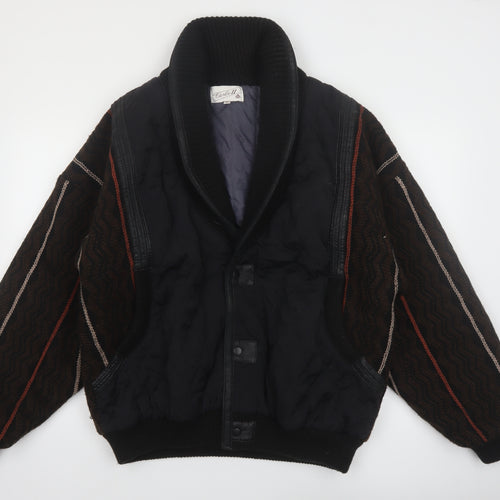 Carlo II Men's Black XL Retro Shawl Collar Bomber Jacket