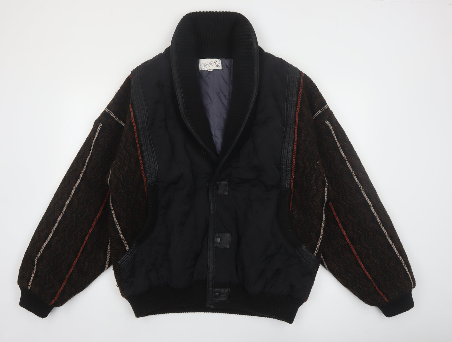 Carlo II Men's Black XL Retro Shawl Collar Bomber Jacket
