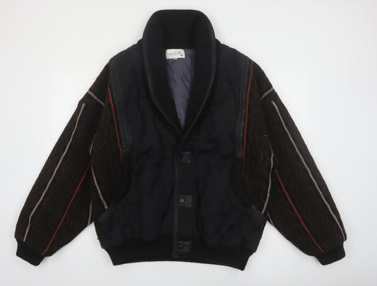 Carlo II Men's Black XL Retro Shawl Collar Bomber Jacket