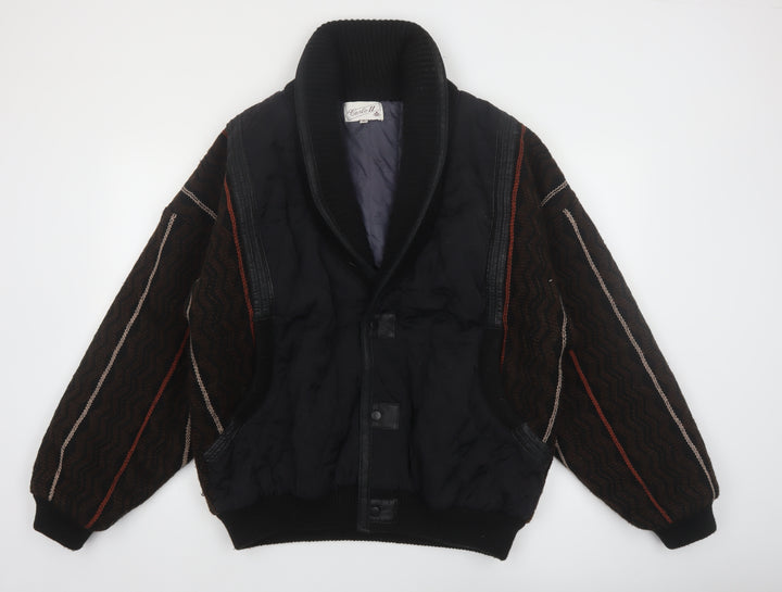 Carlo II Men's Black XL Retro Shawl Collar Bomber Jacket