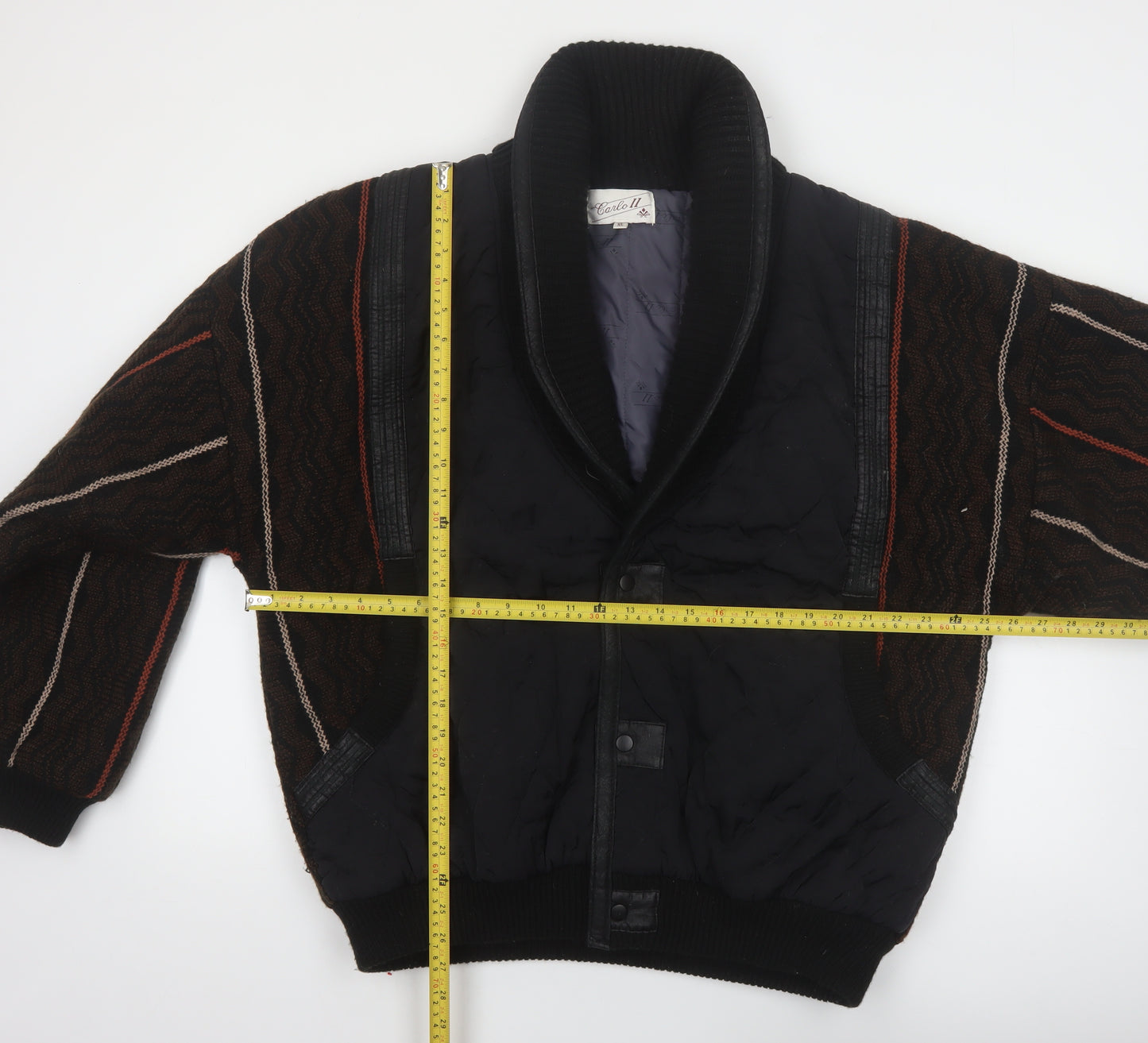 Carlo II Men's Black XL Retro Shawl Collar Bomber Jacket