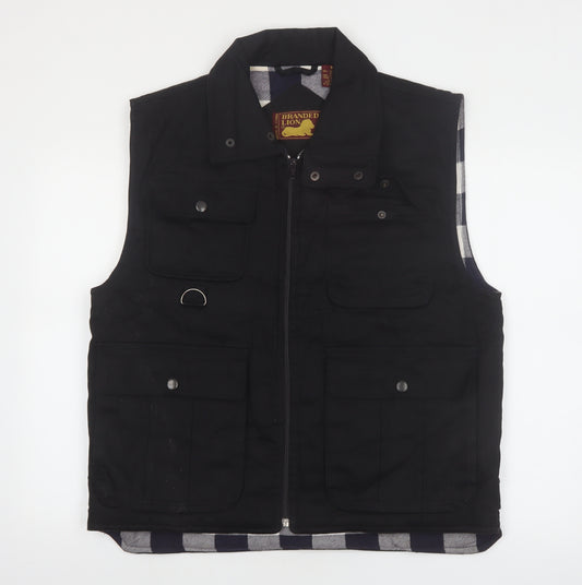 Branded Lion Mens Black M Ramie Cotton Bodywarmer Waistcoat