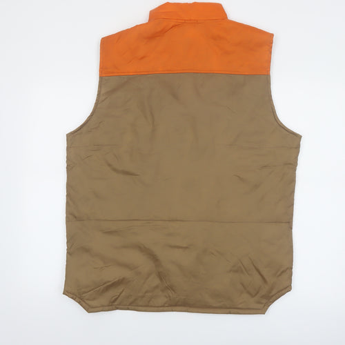 Troll Co. Men's Brown Orange Lined Workwear Bodywarmer Waistcoat L