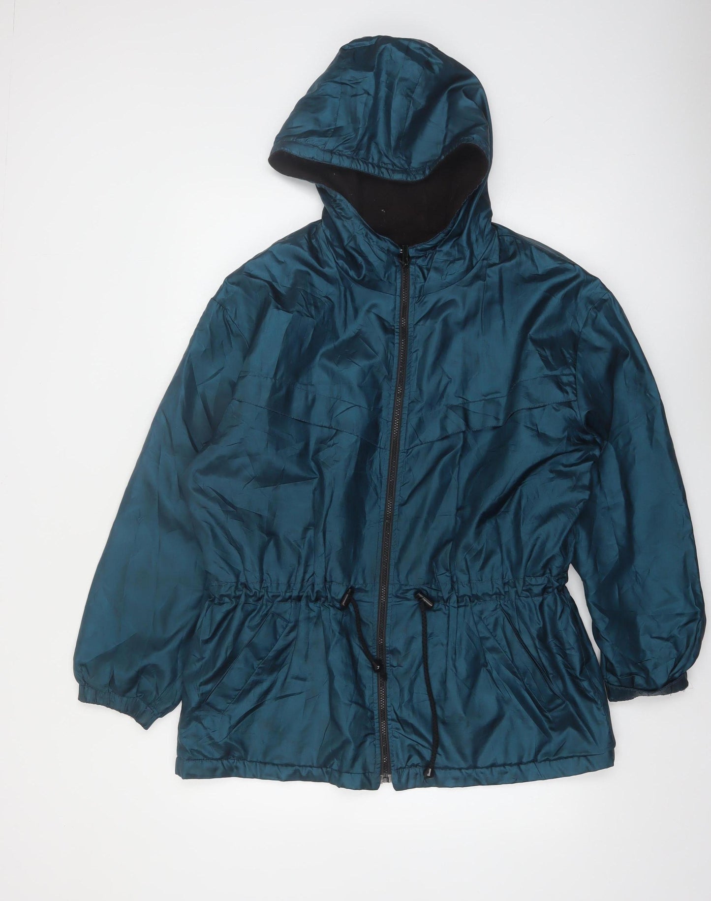 East West Womens Teal Hooded Full Zip Windbreaker Jacket Size M