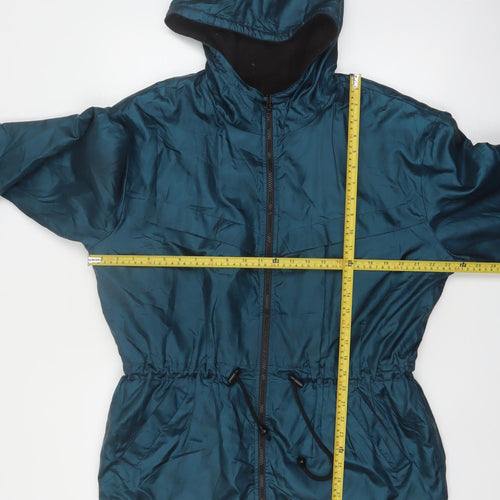 East West Womens Teal Hooded Full Zip Windbreaker Jacket Size M