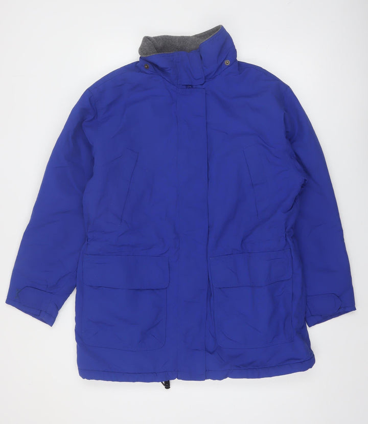 Lands' End Women's Blue Mid-Length Parka Jacket M 10-12 Insulated Nylon