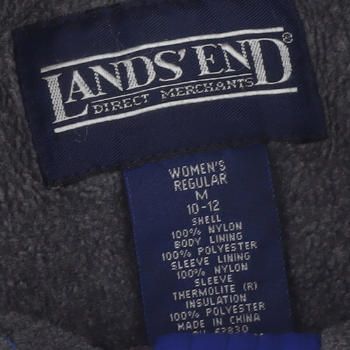 Lands' End Women's Blue Mid-Length Parka Jacket M 10-12 Insulated Nylon