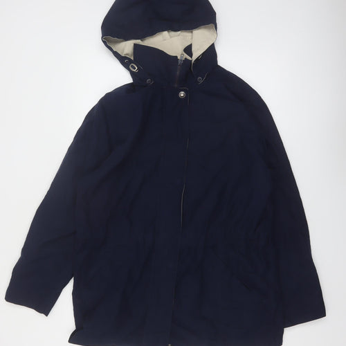 London Fog Women's Blue Hooded Mid-Length Parka Coat Medium