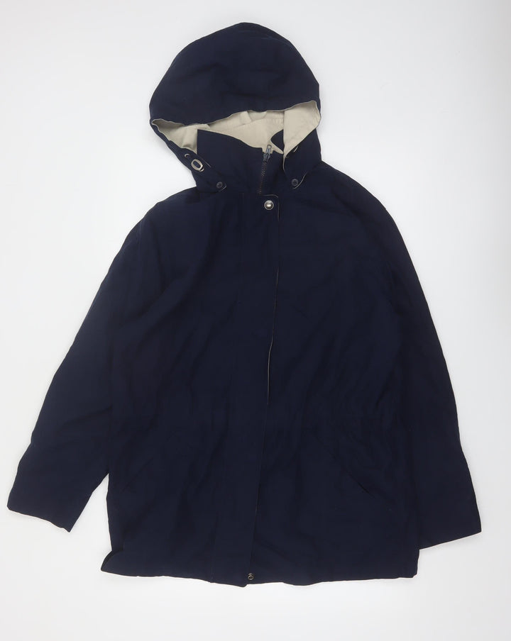 London Fog Women's Blue Hooded Mid-Length Parka Coat Medium