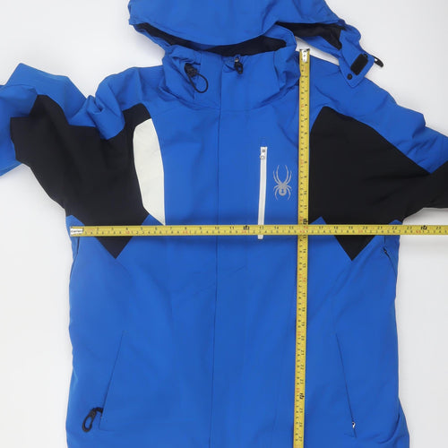Spyder Men's Blue L Ski Jacket Hooded Water Resistant Winter Coat