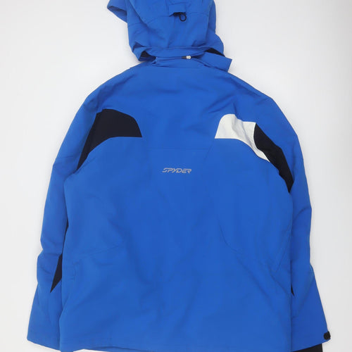 Spyder Men's Blue L Ski Jacket Hooded Water Resistant Winter Coat
