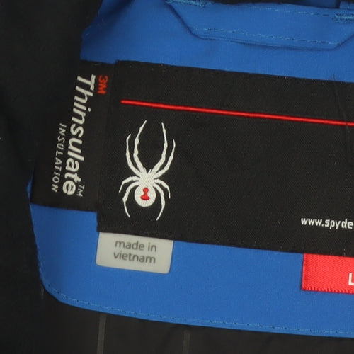 Spyder Men's Blue L Ski Jacket Hooded Water Resistant Winter Coat