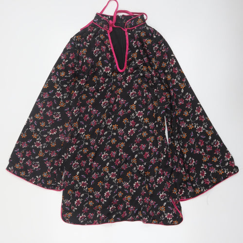 Glamorous Petite Women’s Black Floral Kimono Blouse Size 12