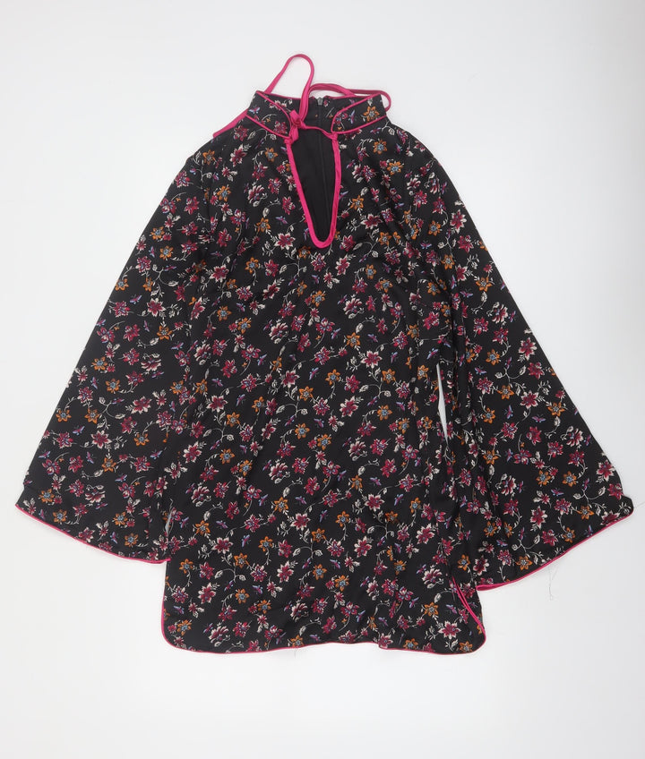 Glamorous Petite Women’s Black Floral Kimono Blouse Size 12