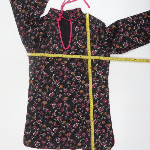 Glamorous Petite Women’s Black Floral Kimono Blouse Size 12