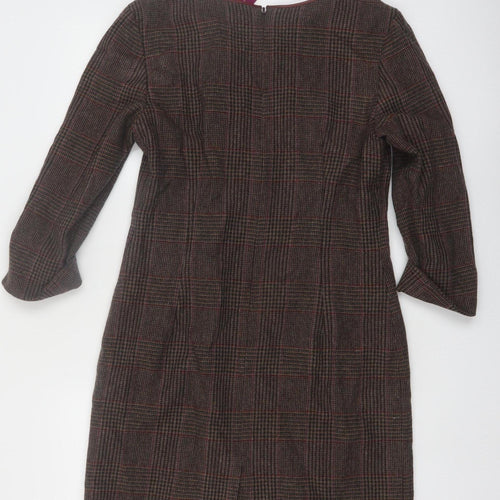 Really Wild Women’s Brown Check Wool Shift Dress Size 14