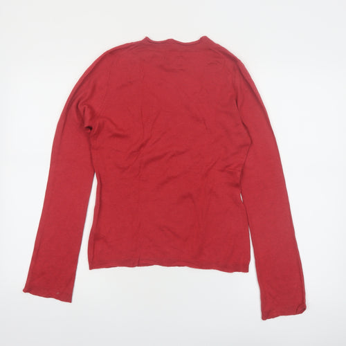 Jigsaw Womens Red Silk Blend Long Sleeve Scoop Neck Jumper M
