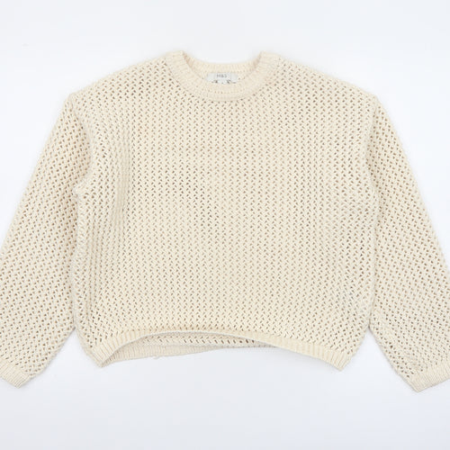 Marks and Spencer Women’s Ivory Open-Knit Polyester Pullover Jumper M
