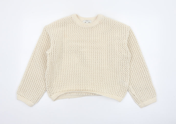 Marks and Spencer Women’s Ivory Open-Knit Polyester Pullover Jumper M