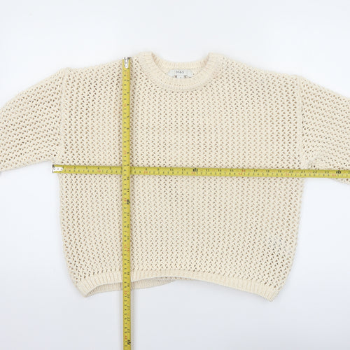 Marks and Spencer Women’s Ivory Open-Knit Polyester Pullover Jumper M