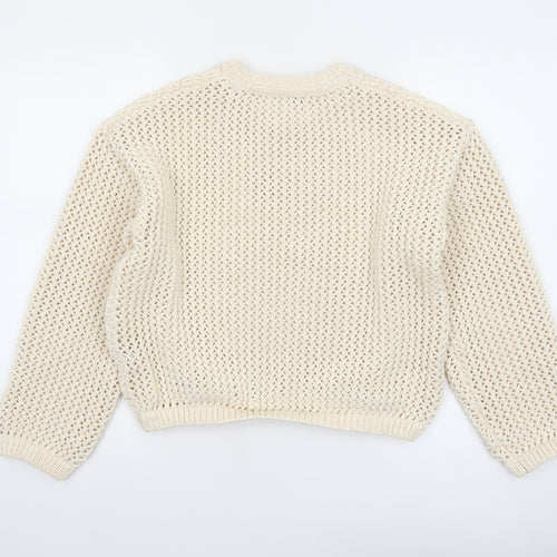 Marks and Spencer Women’s Ivory Open-Knit Polyester Pullover Jumper M
