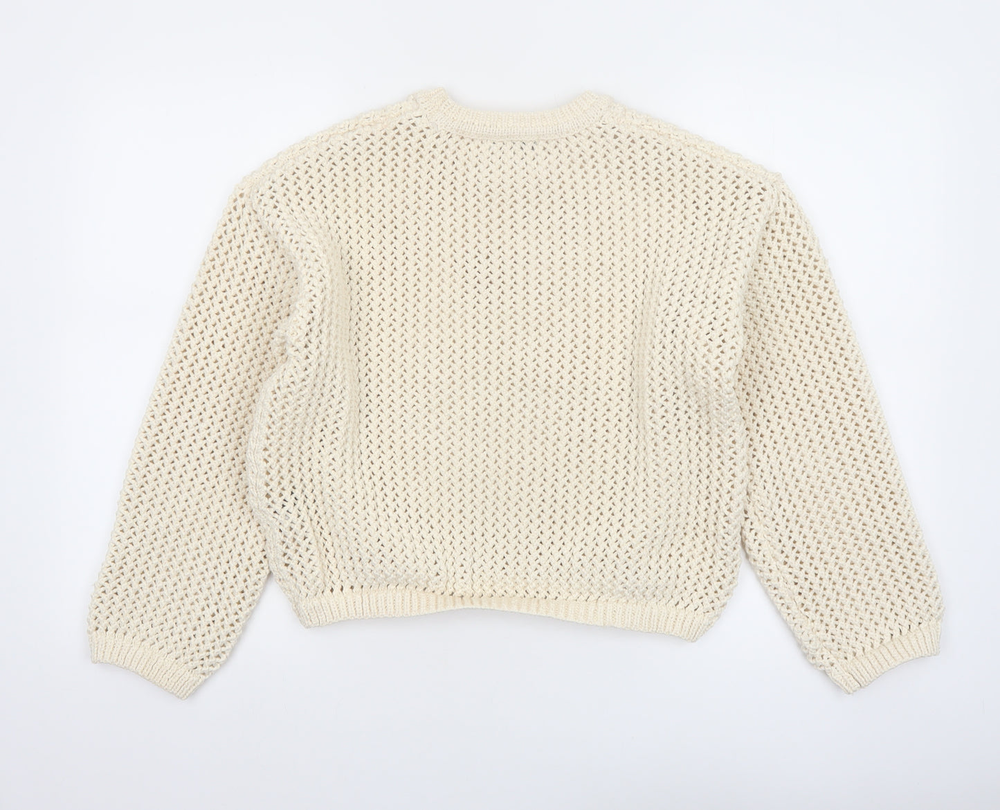 Marks and Spencer Women’s Ivory Open-Knit Polyester Pullover Jumper M