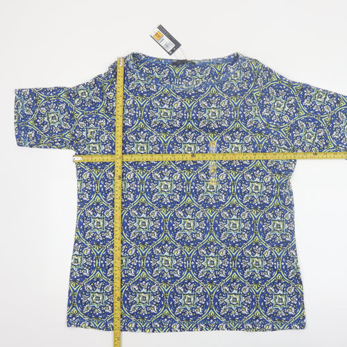 Marks and Spencer Women’s Blue Geometric Cotton T-Shirt Size 24