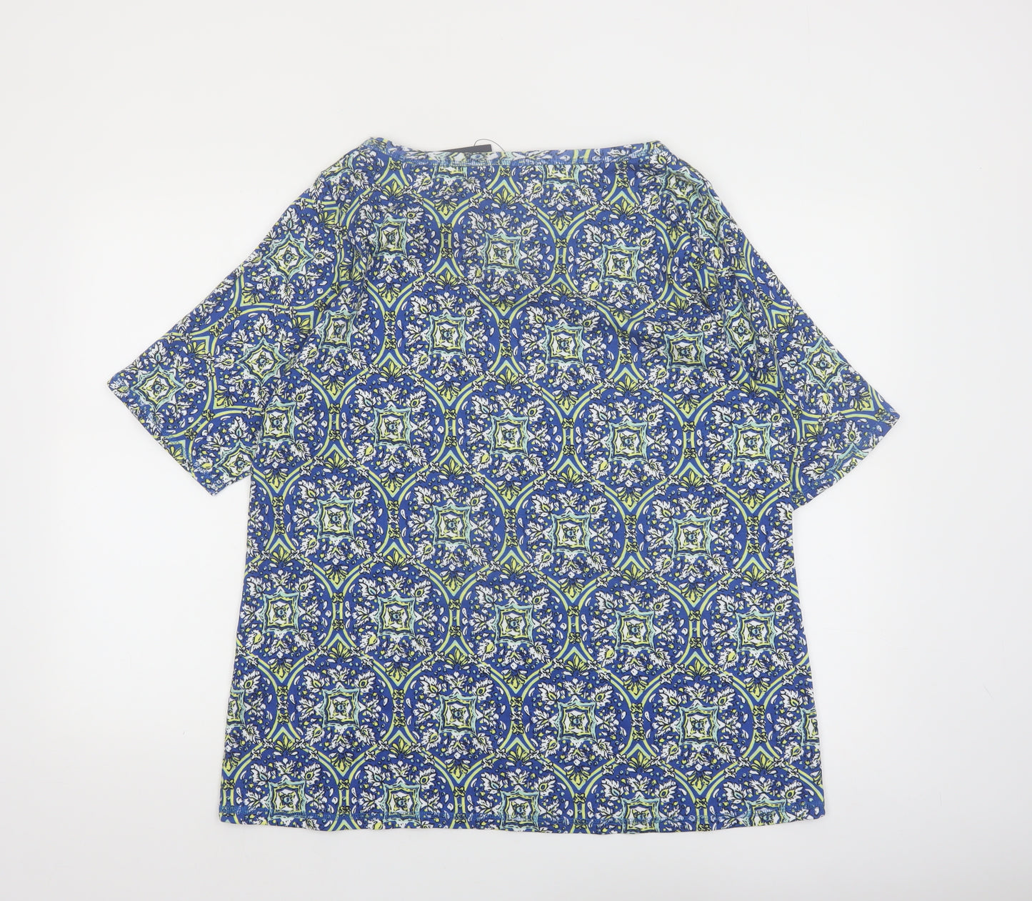 Marks and Spencer Women’s Blue Geometric Cotton T-Shirt Size 24