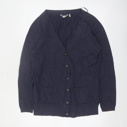 FatFace Women's Blue Cotton V-Neck Button Cardigan Size 14
