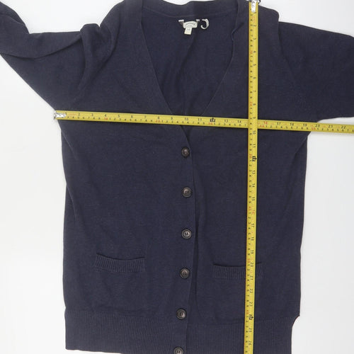 FatFace Women's Blue Cotton V-Neck Button Cardigan Size 14