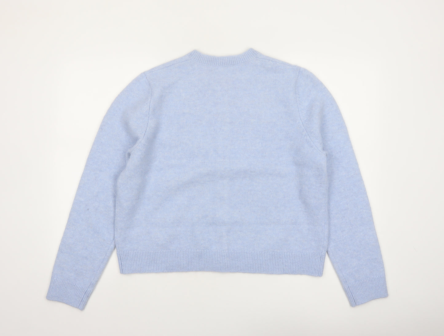 Marks and Spencer Women Blue Wool Blend Crew Neck Cardigan L