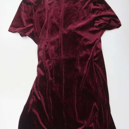 Apricot Women Red Velvet Wrap Dress Short Sleeve UK 16