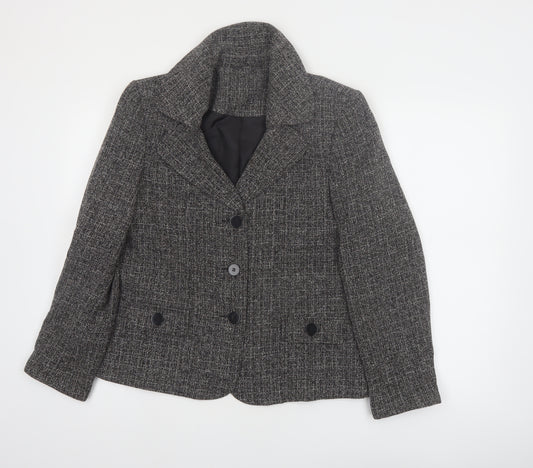 Style by EWM Women's Grey Tweed Blazer Size 12 Classic Work Jacket