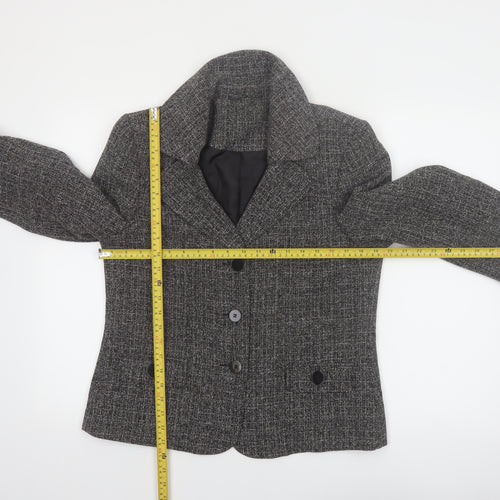 Style by EWM Women's Grey Tweed Blazer Size 12 Classic Work Jacket